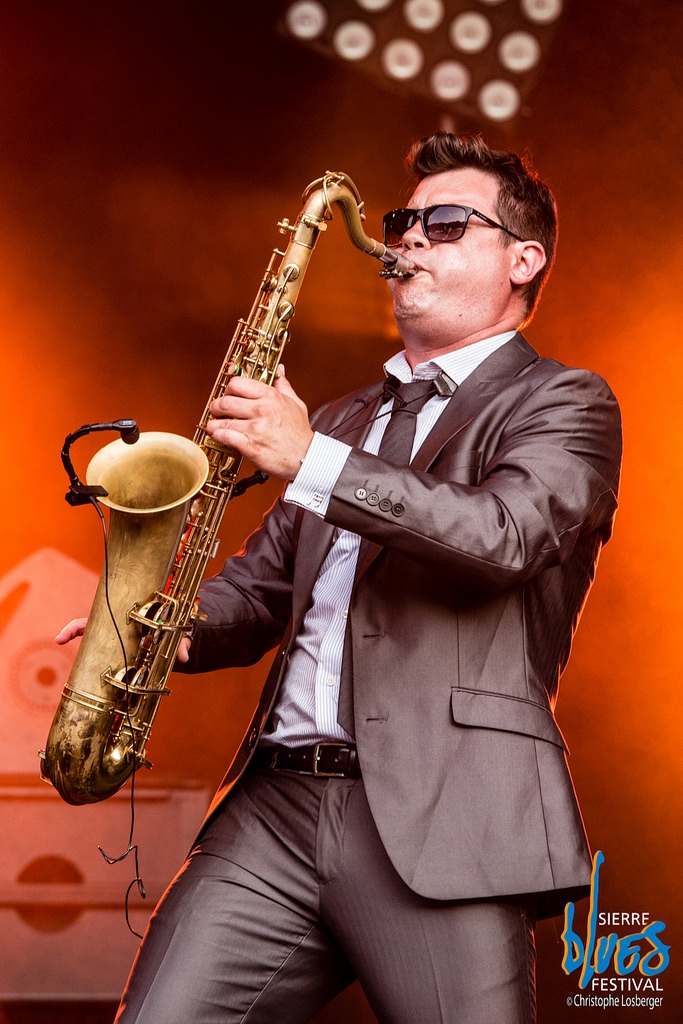 Alain Sancho, responsable de la arriga Big Band. Foto: ©Christophe Losberger / Sierre Blues Festival