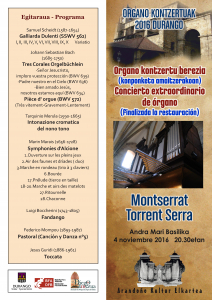 Programa del concierto. Montserrat Torrent, Durango. 4-XI-2016